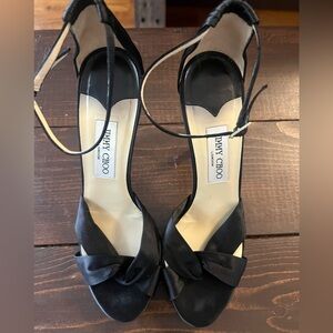 Jimmy Choo Black Dress Satin Strap High Heel Size 40/Size 8.5
